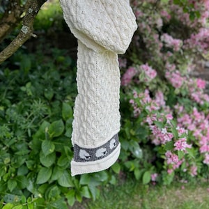 100% British Aran Wool Scarf Scarves Women's Ladies Hand Knitted UK Made